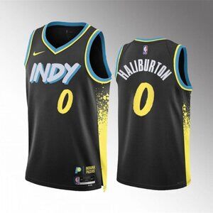 Mens 0 Tyrese Haliburton Black Stitched Jersey